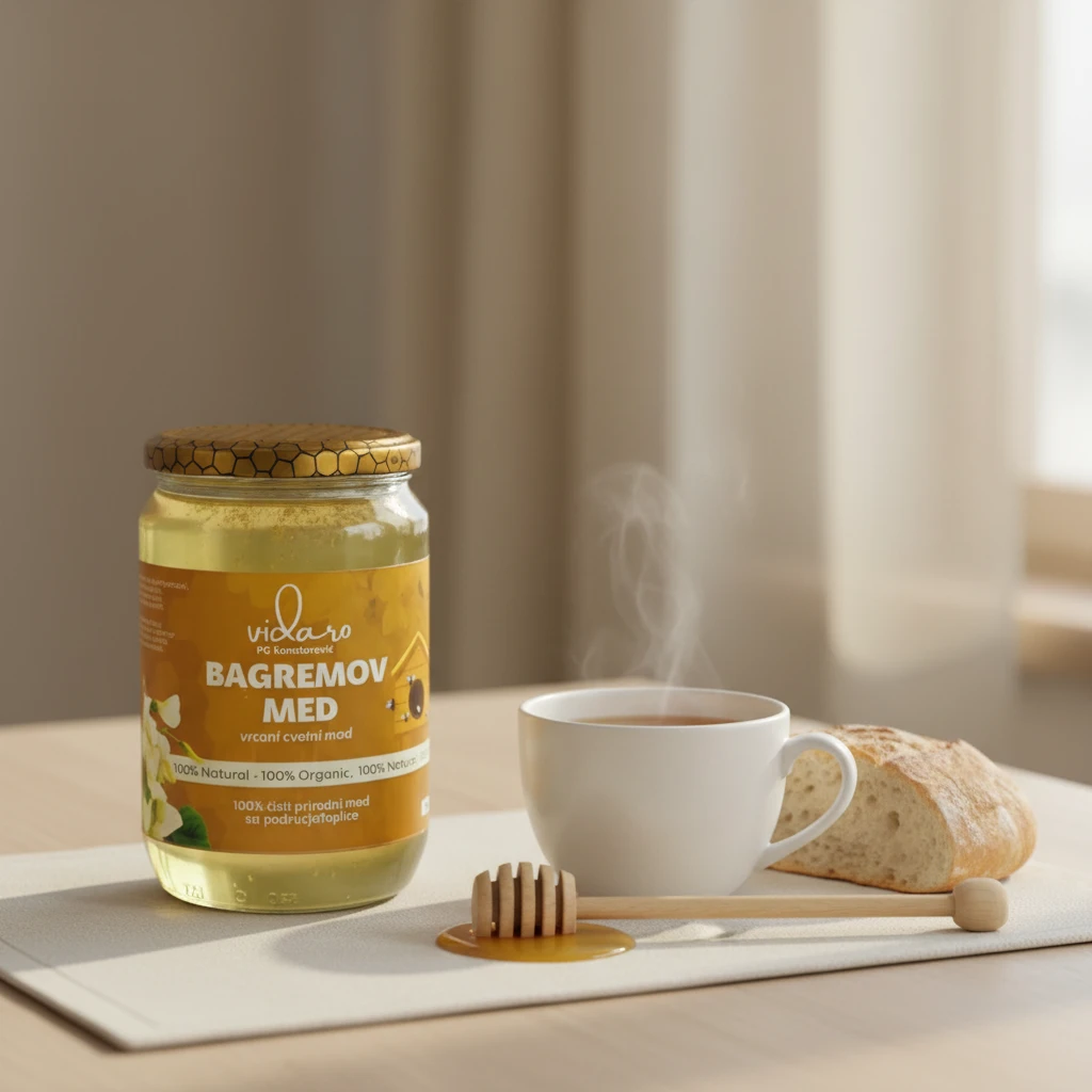 Vidaro bagremov med uz čaj i hleb